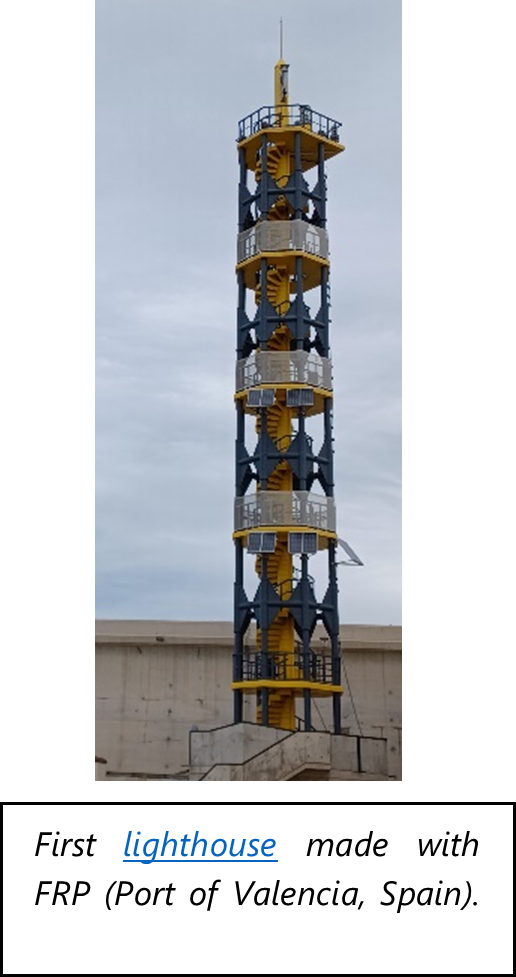 First lighthouse made with FRP (Port of Valencia, Spain). ACCIONA 2015